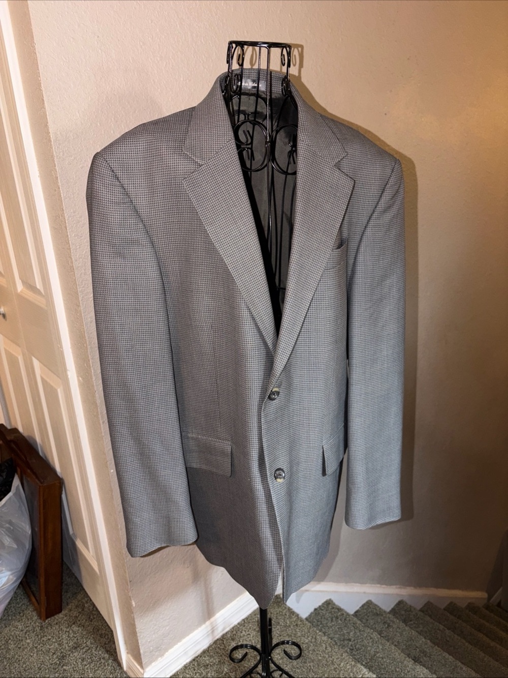 Oscar De La Renta Blazer Men’s 42R Charcoal 100% Wool Two Button Sport Coat